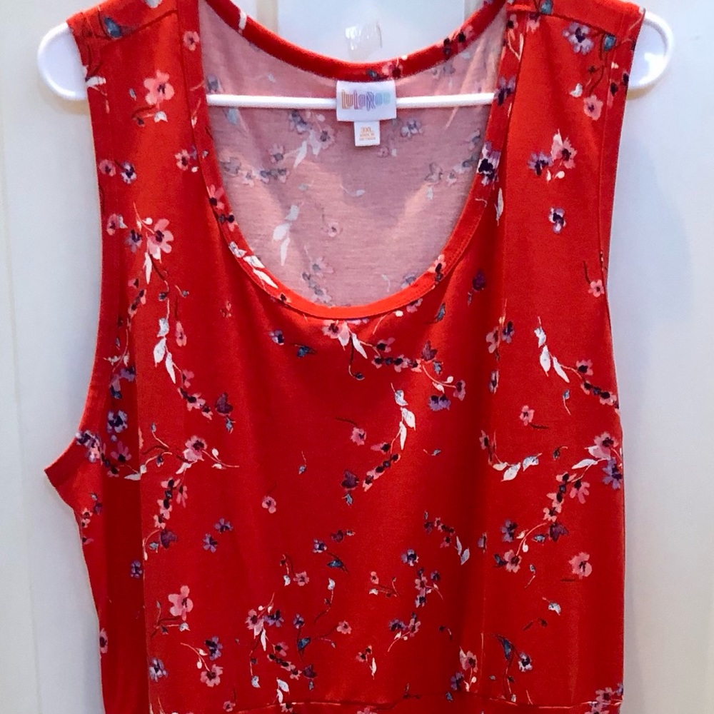 LuLaRoe Nicki Women's Red Floral Sleeveless Casual Dress Plus size 3X